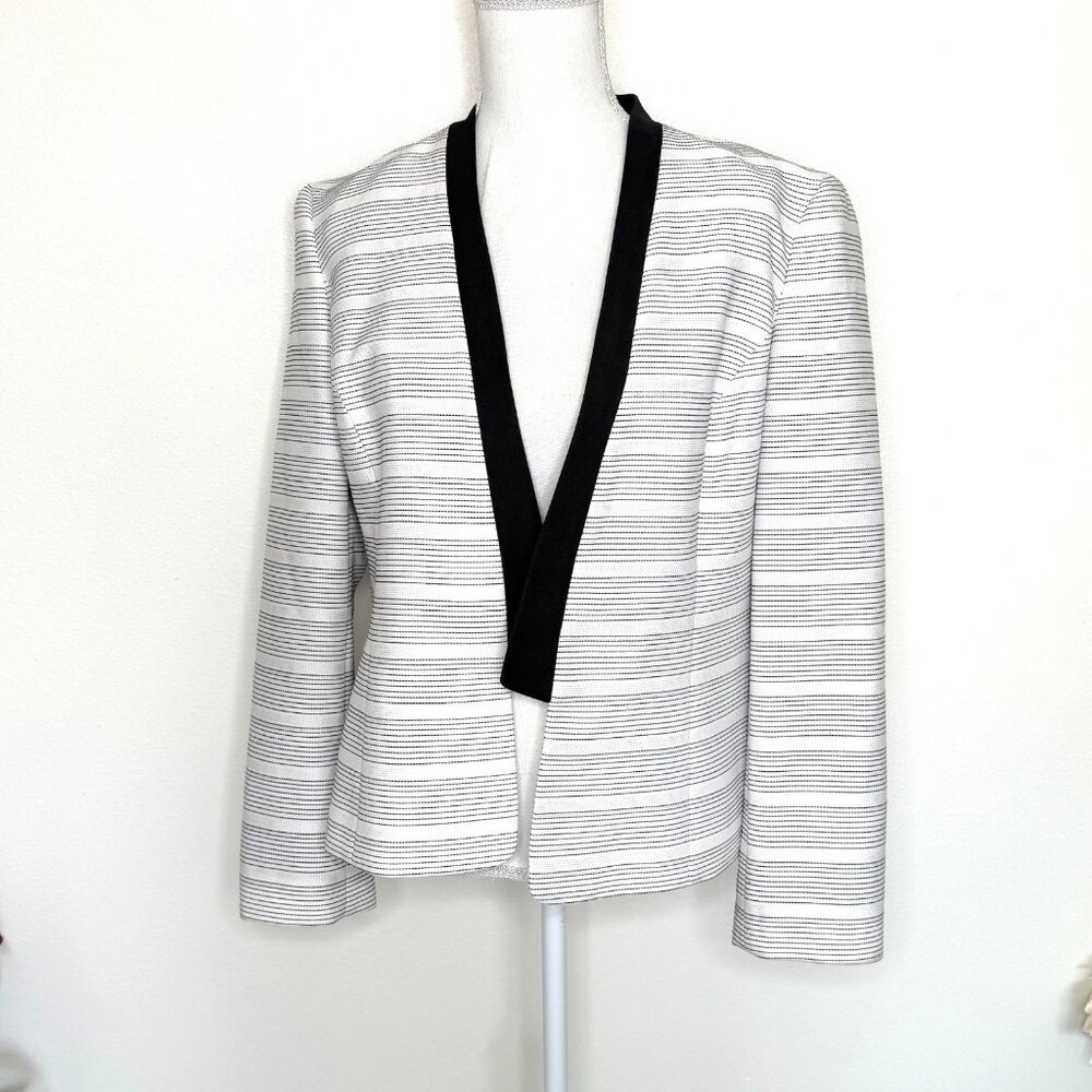 Black Label by Evan Picone Blazer Suit Jacket Womens Size 12 Black & White
